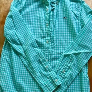 Vineyard Vines Turquoise Checkered Button Down Shirt